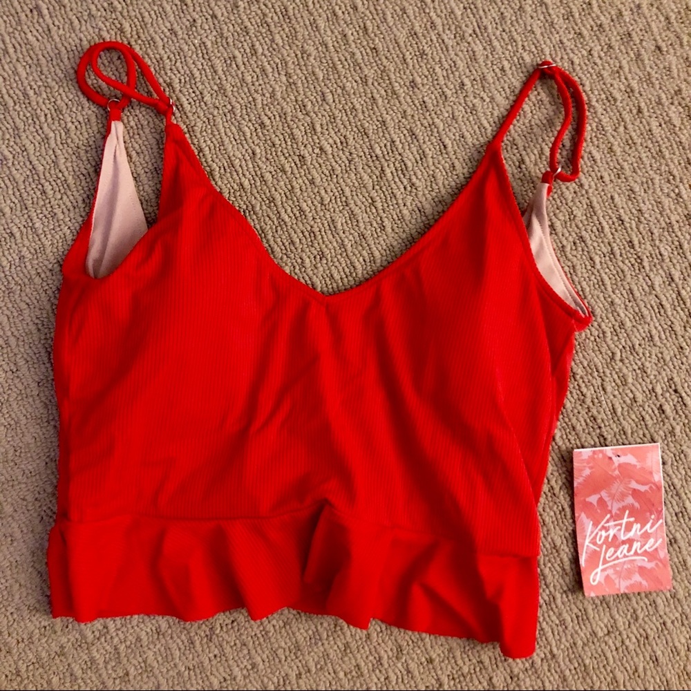 NWT Kortni Jeane scoop back top. Ribbed red.